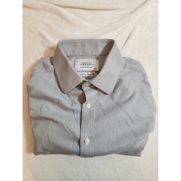 Charles Tyrwhitt Shirt Mens 16 33 Medium Gray French Cuff Long Sleeve Business - Picture 1 of 13